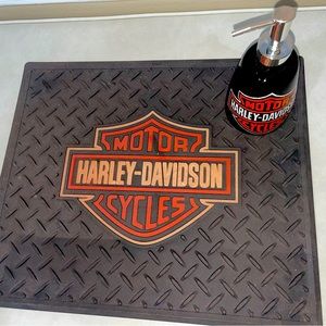 Harley Davidson Rubber Floor Mat and a Soap Dispenser